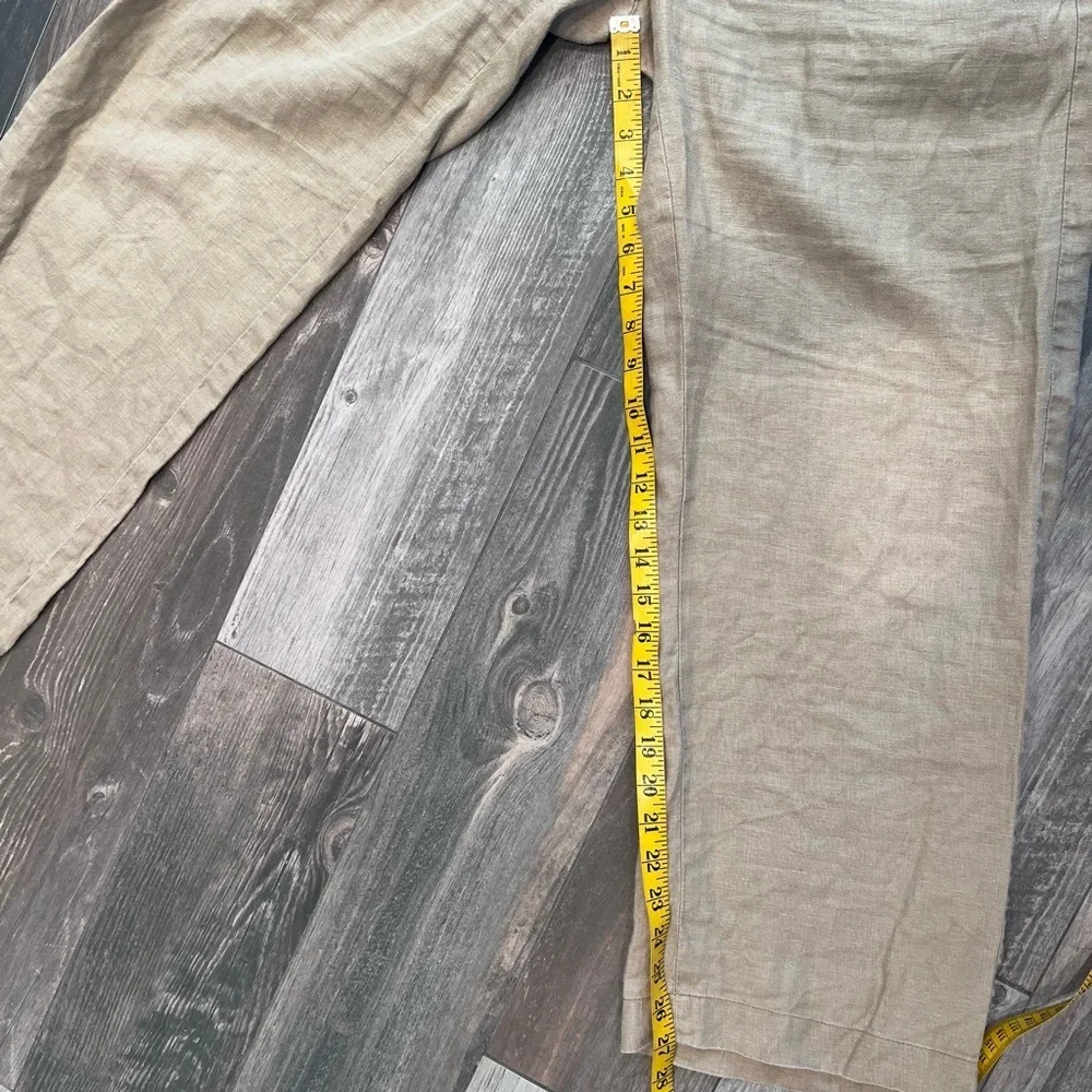 Banana Republic Linen Wide Leg High Rise Trousers Tan Khaki Women‘s Pants Size 4